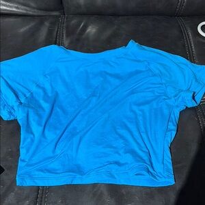 Blue Crop Relaxed Short Sleeve T-Shirt